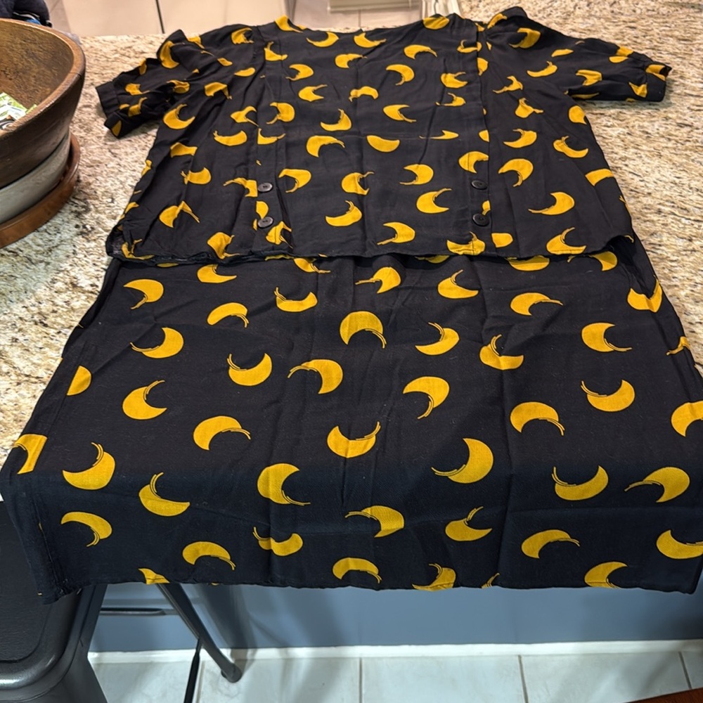 Vintage 80s More Honey Half Moon Crescent Shape Skirt and Top Set L XL